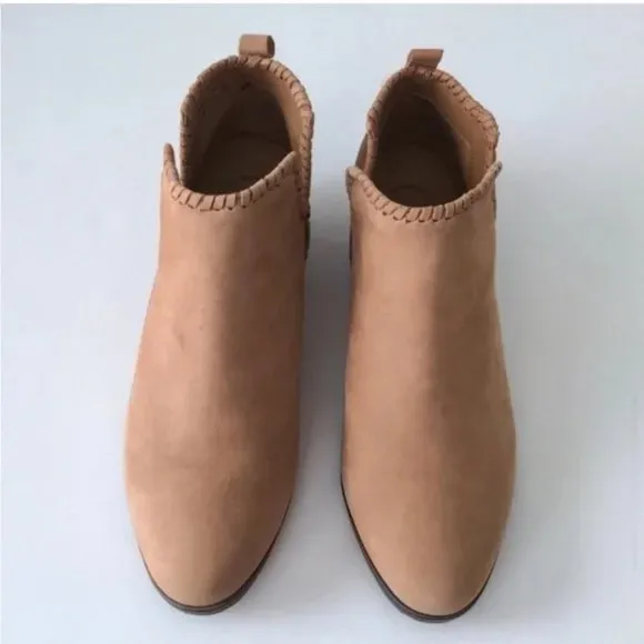 Jack Rogers Suede Ankle Boots Tan Oak Waterproof Layla Booties size 8.5 NEW