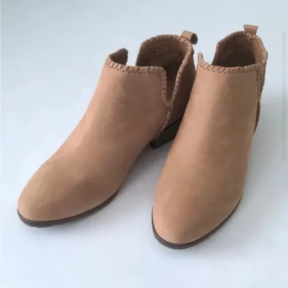 Jack Rogers Suede Ankle Boots Tan Oak Waterproof Layla Booties size 8.5 NEW