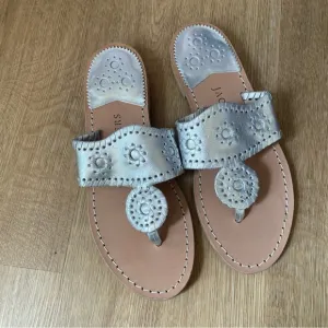 Jack Rogers Womens Jacks FlatSandal Leather Metallic Slide Sandals NEW