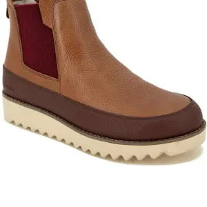 Jambu Women’s Gabby Waterproof Brown and Red Ankle Boots with Chunky Platform