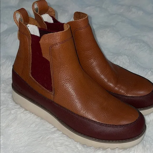 Jambu Women’s Gabby Waterproof Brown and Red Ankle Boots with Chunky Platform