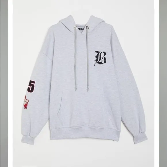 🍕J.B4 Just Before Multi Patch Hoodie | Gray | Medium | Made in Italy