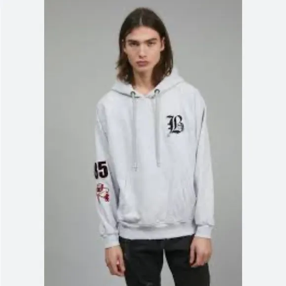 🍕J.B4 Just Before Multi Patch Hoodie | Gray | Medium | Made in Italy