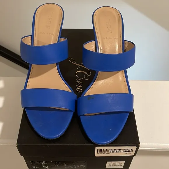 J.Crew 2Strap Boyd Blue Leather Sandals