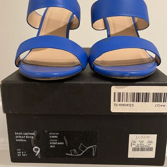 J.Crew 2Strap Boyd Blue Leather Sandals