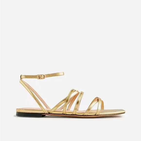 J.Crew New Capri strappy sandals in metallic leather