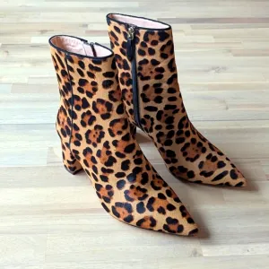J.CREW Pointed-toe Sadie Boots in Leopard Calf HAIR (Sz. 7.5)