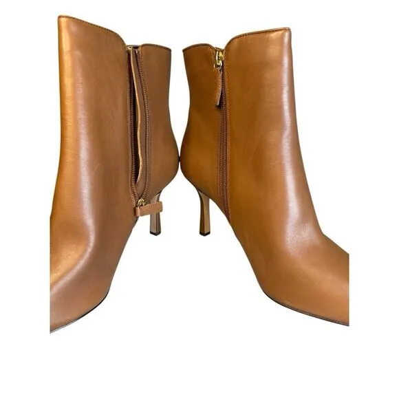 J.Crew $228 Pointed Toe Ankle Boots in Leather Deep Caramel Size 12 BT913