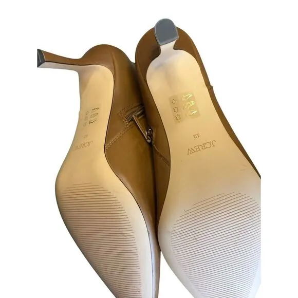 J.Crew $228 Pointed Toe Ankle Boots in Leather Deep Caramel Size 12 BT913