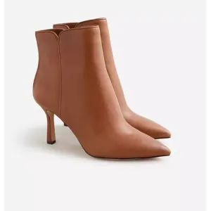 J.Crew $228 Pointed Toe Ankle Boots in Leather Deep Caramel Size 12 BT913