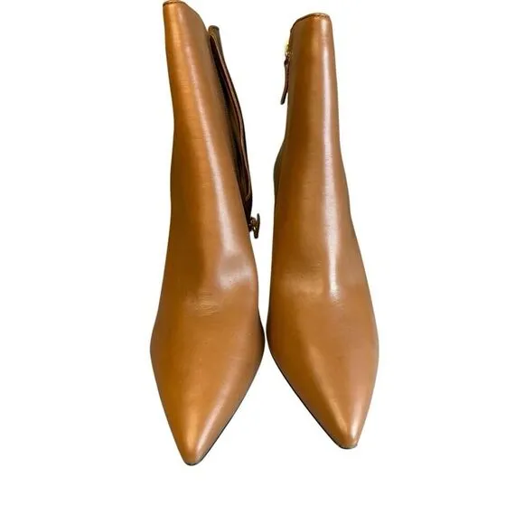 J.Crew $228 Pointed Toe Ankle Boots in Leather Deep Caramel Size 12 BT913