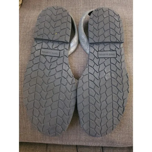 JEFFERY CAMPBELL Sandals Silver Leather Tire Tread Sole Sz 10.5 Made In SPAIN