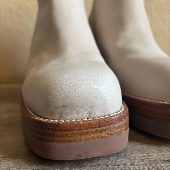 Jeffrey Campbell Chunky Heel Abundant Ice Beige Lug Sole Ankle Boots