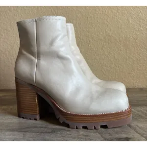 Jeffrey Campbell Chunky Heel Abundant Ice Beige Lug Sole Ankle Boots