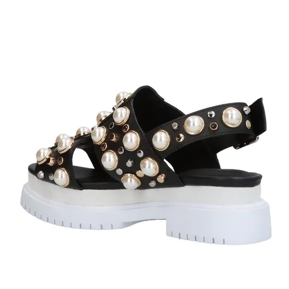 Jeffrey Campbell chunky sole studded black leather sandals