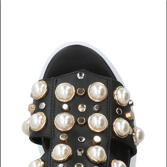 Jeffrey Campbell chunky sole studded black leather sandals