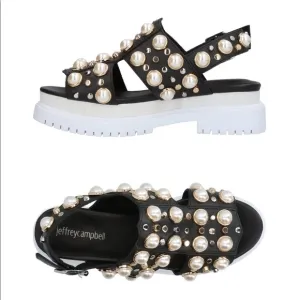 Jeffrey Campbell chunky sole studded black leather sandals