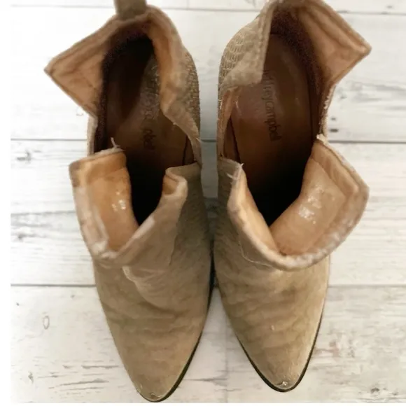 JEFFREY CAMPBELL Cromwell Khaki Matte Snake Pointed Toe Cowboy Boots S  6.5