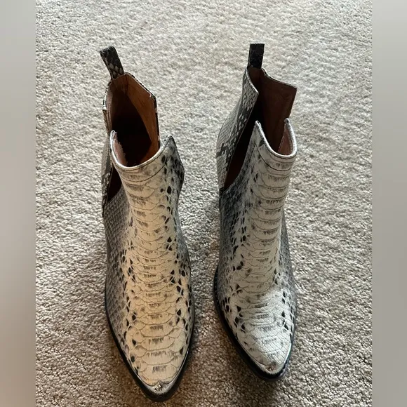 Jeffrey Campbell Cromwell Snakeskin Western Ankle Boots