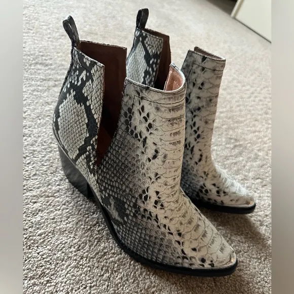 Jeffrey Campbell Cromwell Snakeskin Western Ankle Boots