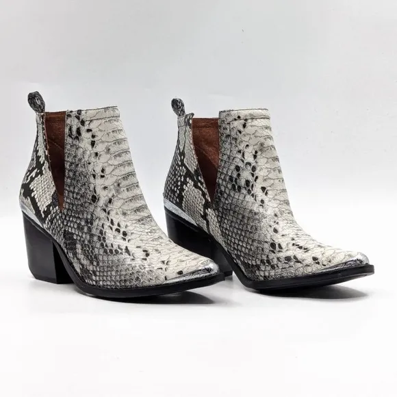Jeffrey Campbell Cromwell Snakeskin Western Ankle Boots