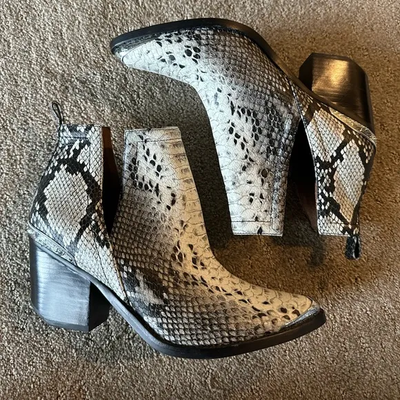 Jeffrey Campbell Cromwell Snakeskin Western Ankle Boots