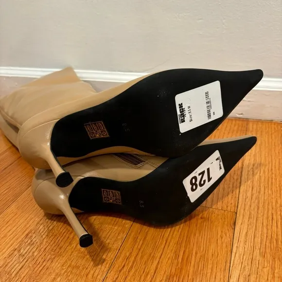 Jeffrey Campbell | Darlings Pointed Toe Heeled Boots In Bone Tan Color Size 8.5