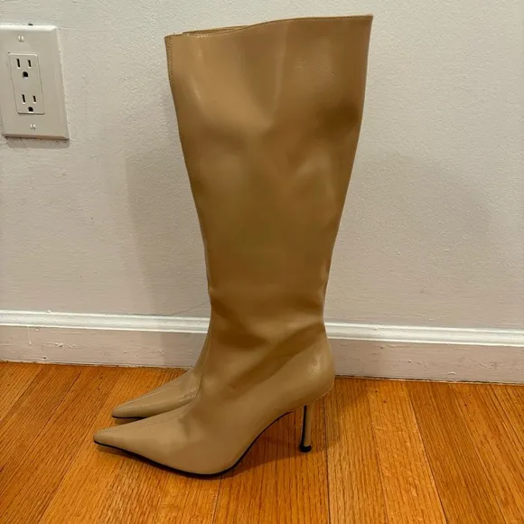 Jeffrey Campbell | Darlings Pointed Toe Heeled Boots In Bone Tan Color Size 8.5