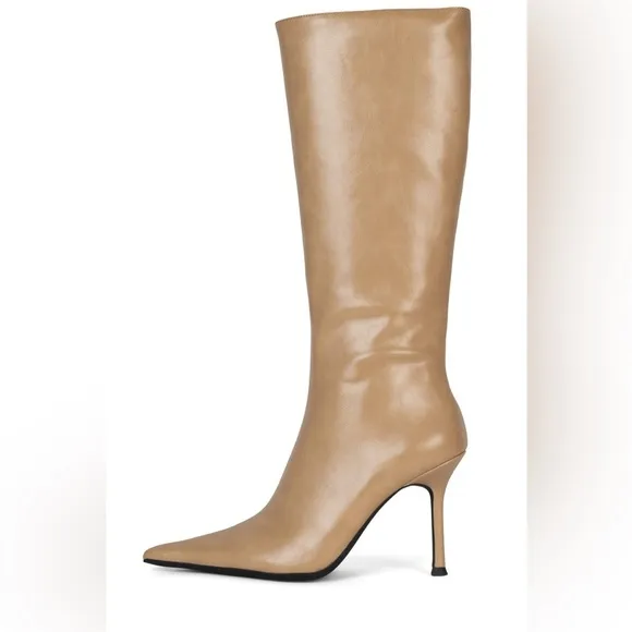Jeffrey Campbell | Darlings Pointed Toe Heeled Boots In Bone Tan Color Size 8.5