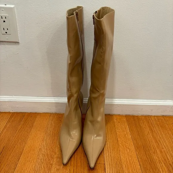 Jeffrey Campbell | Darlings Pointed Toe Heeled Boots In Bone Tan Color Size 8.5