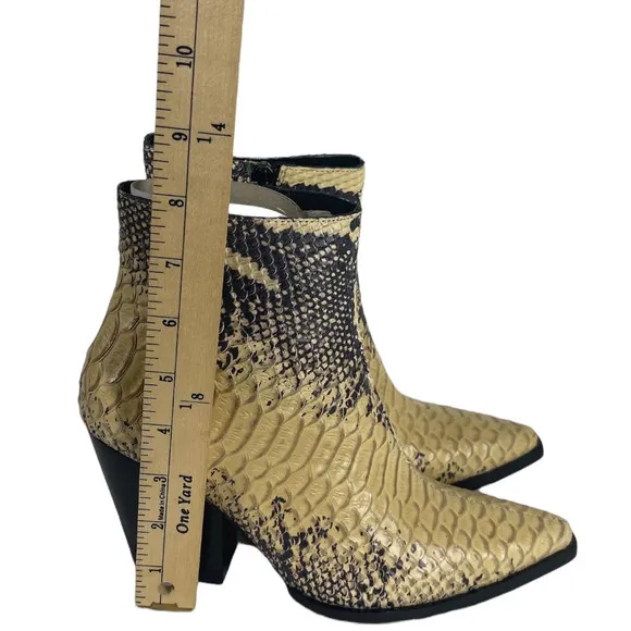JEFFREY CAMPBELL • Flynn Snake‎ Leather Ankle Boots • 6