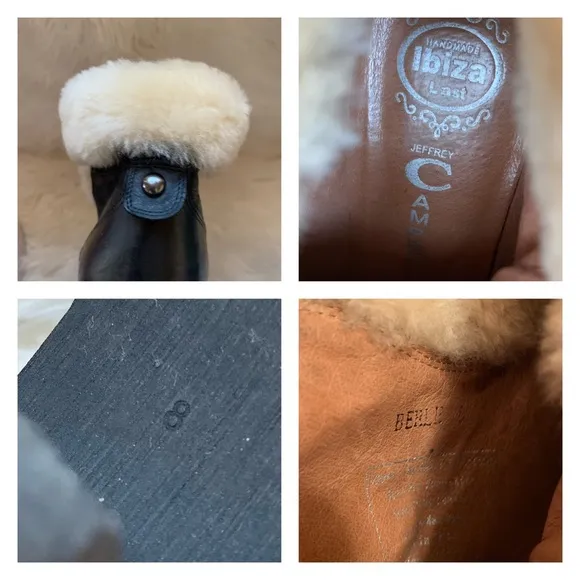 JEFFREY CAMPBELL Shearling Cuff Chunky Lace Up Leather Boots