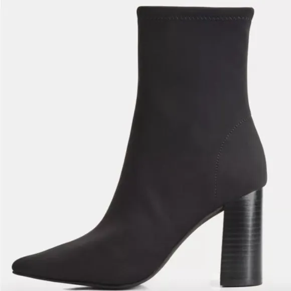Jeffrey Campbell Siren Black Neoprene boot pointed toe Ankle Boots size 9m