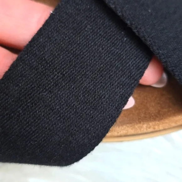 Jenni Kayne black  cotton crossover slip-on slide sandals 37 7