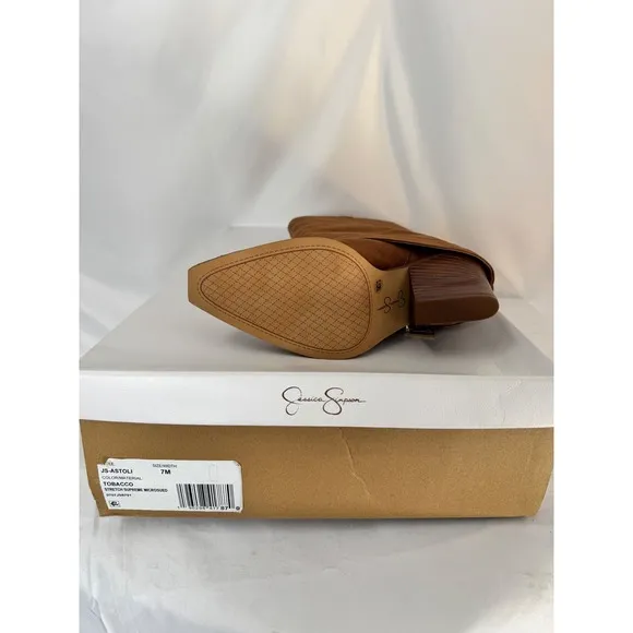 Jessica Simpson Cowboy Boots Western Microsuede Heeled Pull On 7M