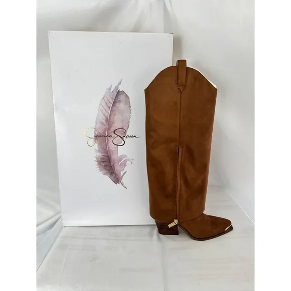 Jessica Simpson Cowboy Boots Western Microsuede Heeled Pull On 7M