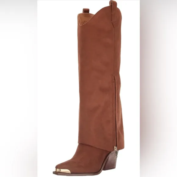 Jessica Simpson Cowboy Boots Western Microsuede Heeled Pull On 7M