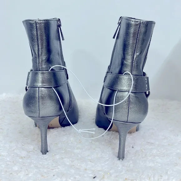Jessica Simpson Darnina Metallic Harness Pointed Toe Stiletto Ankle Sz 6.5/37