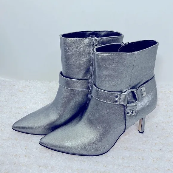 Jessica Simpson Darnina Metallic Harness Pointed Toe Stiletto Ankle Sz 6.5/37