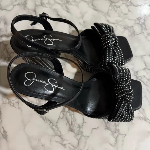 Jessica Simpson Lollien Platform in Black Elegant Black Studded Sandals Size 12