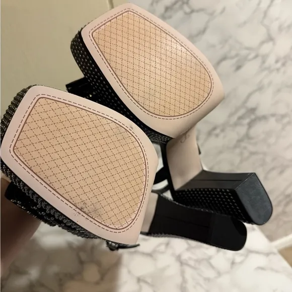 Jessica Simpson Lollien Platform in Black Elegant Black Studded Sandals Size 12