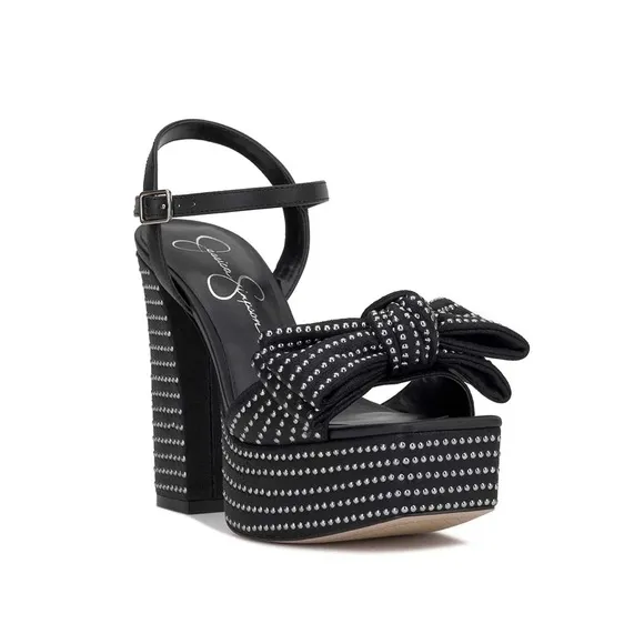 Jessica Simpson Lollien Platform in Black Elegant Black Studded Sandals Size 12
