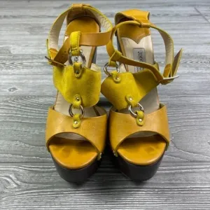 JIMMY CHOO Ankle Wrap Sandals - Studded &amp; Stacked Heel