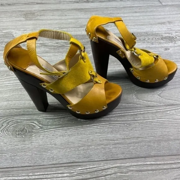 JIMMY CHOO Ankle Wrap Sandals - Studded &amp; Stacked Heel