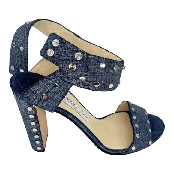 Jimmy Choo Denim Studded Sandals