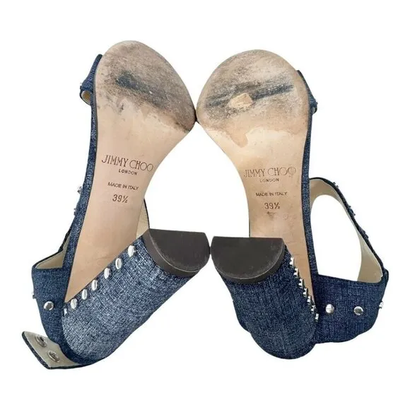 Jimmy Choo Denim Studded Sandals