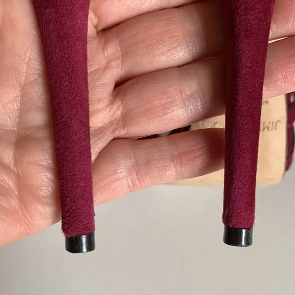 Jimmy Choo Platform Elaphe burgundy suede sandals