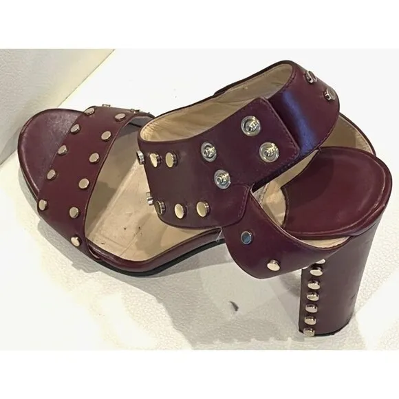 JIMMY CHOO Veto Studded Vino High Heel Ankle Cuff Sandals - Italy