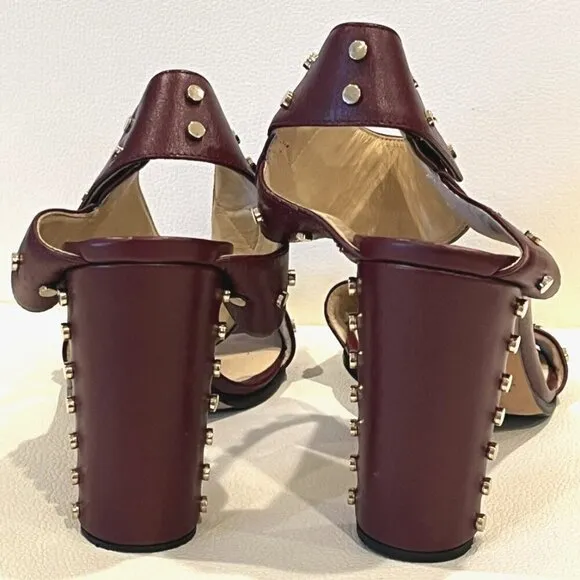 JIMMY CHOO Veto Studded Vino High Heel Ankle Cuff Sandals - Italy