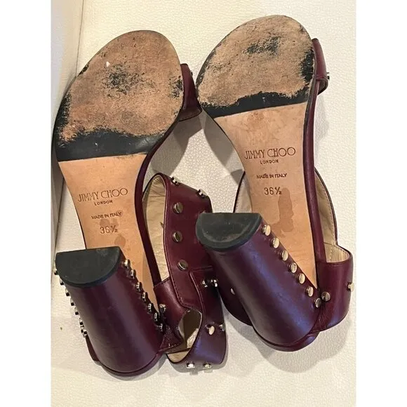 JIMMY CHOO Veto Studded Vino High Heel Ankle Cuff Sandals - Italy